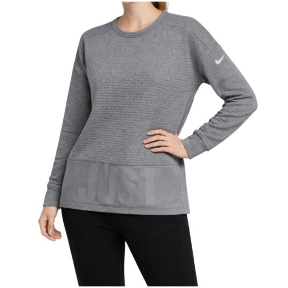 Nike Dri Fit Women's Gray Just Do It Long Sleeve Quilted Sweatshirt Size‎ XS